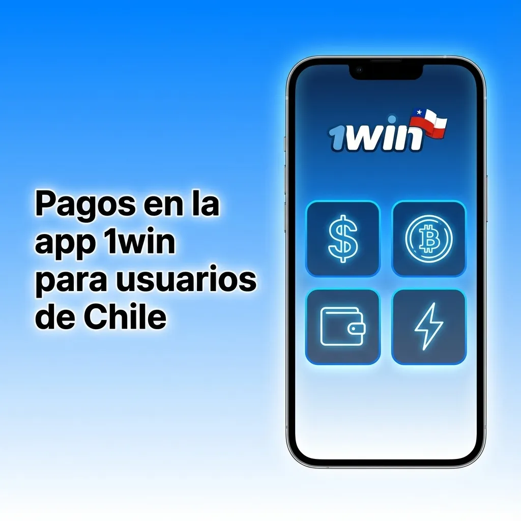 Pantalla de la app 1win en Chile mostrando métodos de pago locales y tarjetas para depósitos y retiros rápidos