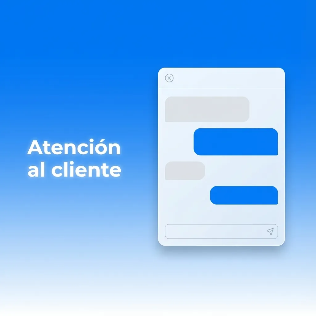 Ilustración de atención al cliente en Chile con iconos de chat, correo, formulario web y redes sociales.