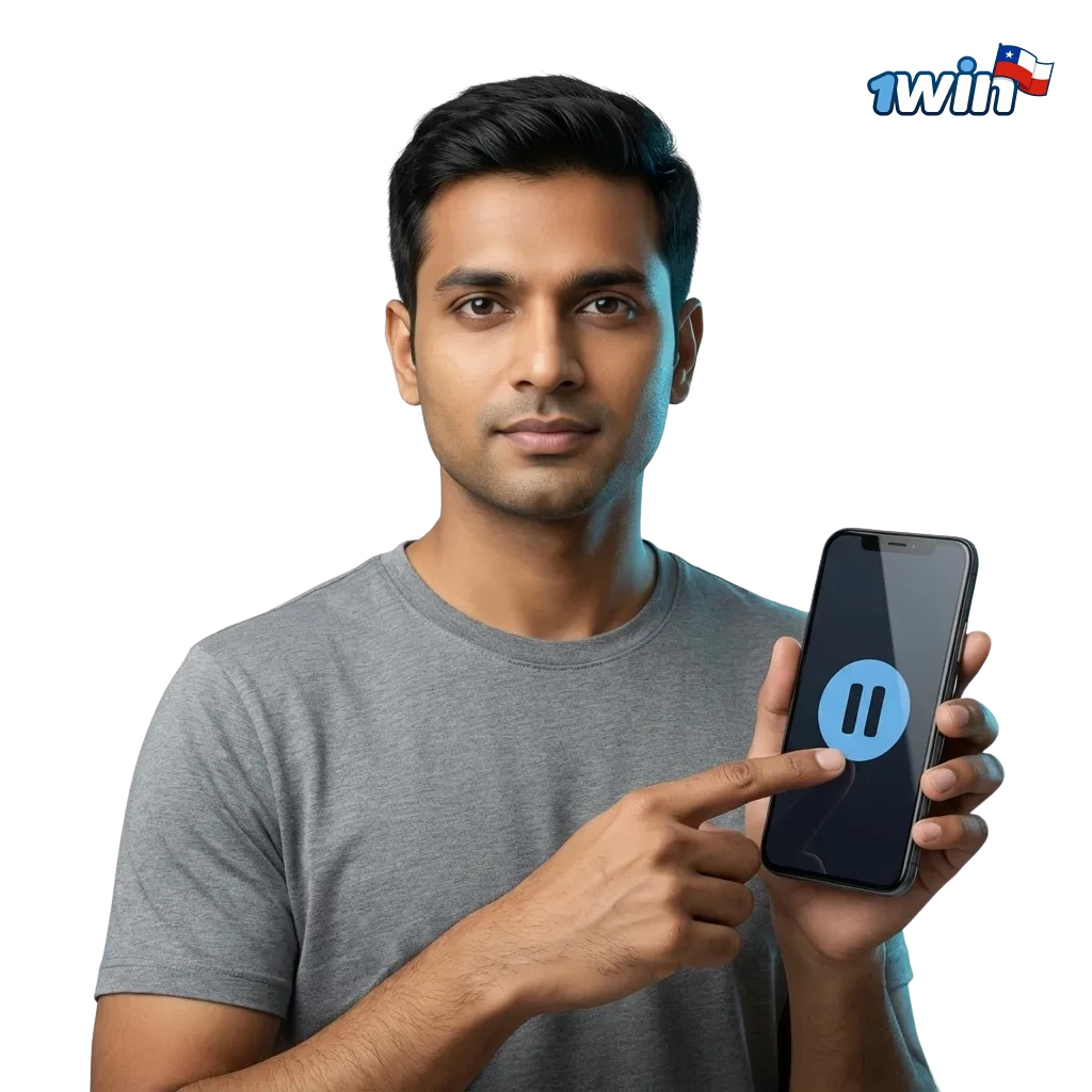 Ilustración de juego responsable en 1win Chile, con jugador usando herramientas de control y límites de apuestas