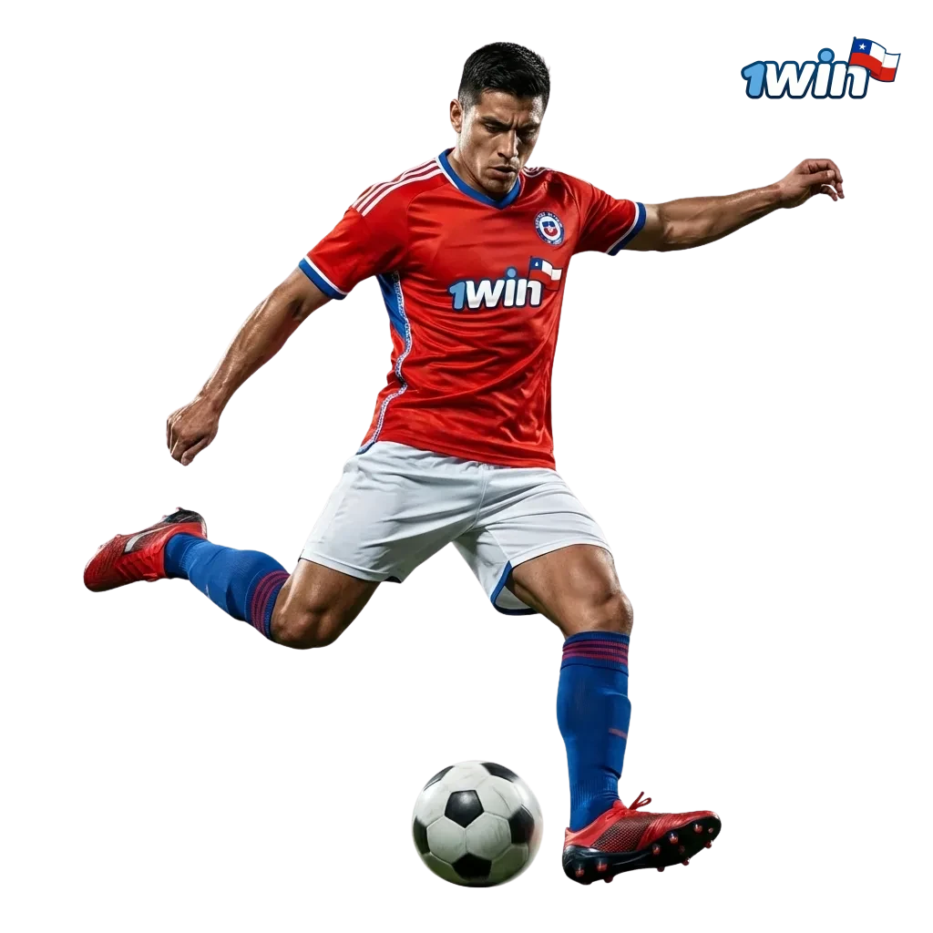 Banner de apuestas de fútbol en 1win Chile con bonos de bienvenida y ligas nacionales e internacionales en línea