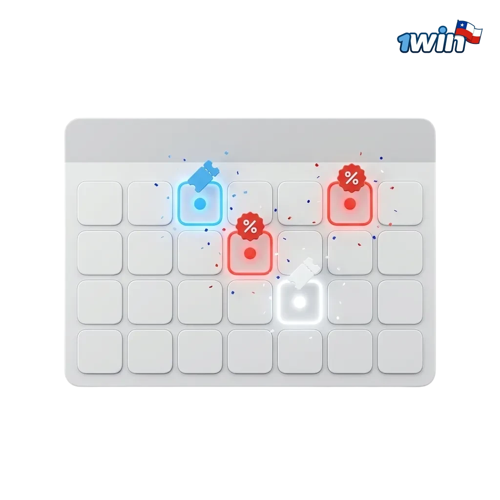 Banner de 1win Chile mostrando código promocional y bonos escalonados hasta 500% en primeros cuatro depósitos